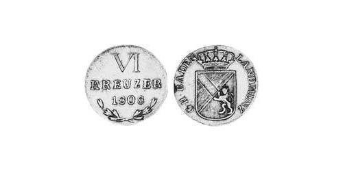 6 Kreuzer 巴登大公國 (1806 - 1918) 銀 
