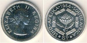 6 Penny Afrique du Sud Argent Elizabeth II (1926-2022)