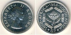 6 Penny Afrique du Sud Argent Elizabeth II (1926-2022)