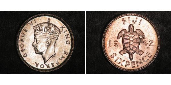 6 Penny Fidji Argent George VI (1895-1952)