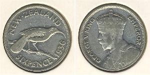 6 Penny Nouvelle-Zélande Argent George V (1865-1936)