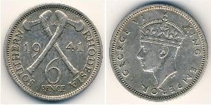 6 Penny Southern Rhodesia (1923-1980) Argent George VI (1895-1952)