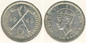 6 Penny Southern Rhodesia (1923-1980) Argent George VI (1895-1952)