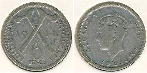 6 Penny Southern Rhodesia (1923-1980) Argent George VI (1895-1952)