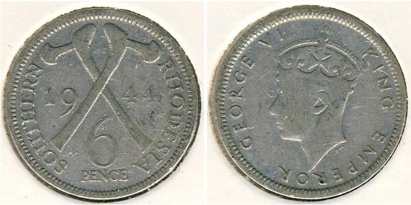 6 Penny Southern Rhodesia (1923-1980) Argent George VI (1895-1952)