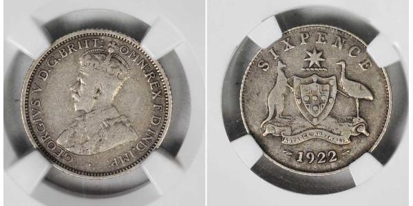 6 Penny Ôstralie (1788 - 1939) Argent George V (1865-1936)