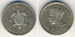 6 Penny Figi Argento Giorgio V (1865-1936)