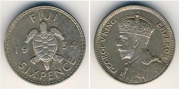 6 Penny Figi Argento Giorgio V (1865-1936)