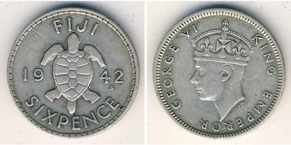 6 Penny Figi Argento Giorgio VI (1895-1952)