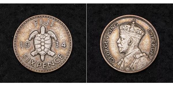 6 Penny Figi Argento Giorgio V (1865-1936)
