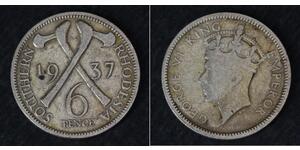 6 Penny Southern Rhodesia (1923-1980) Argento Giorgio VI (1895-1952)