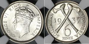 6 Penny Southern Rhodesia (1923-1980) Argento Giorgio VI (1895-1952)