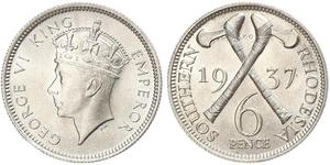 6 Penny Southern Rhodesia (1923-1980) Argento Giorgio VI (1895-1952)