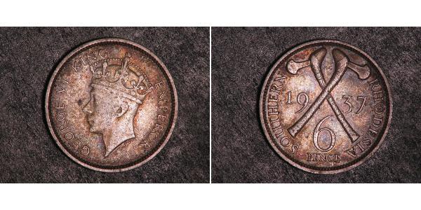 6 Penny Southern Rhodesia (1923-1980) Argento Giorgio VI (1895-1952)