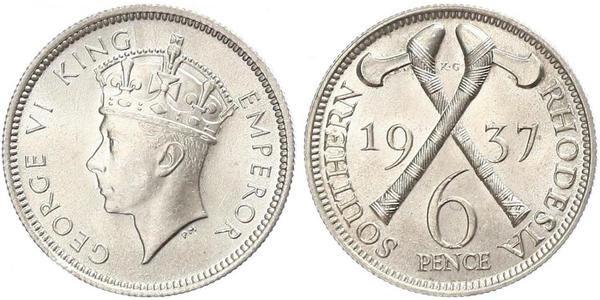 6 Penny Southern Rhodesia (1923-1980) Argento Giorgio VI (1895-1952)