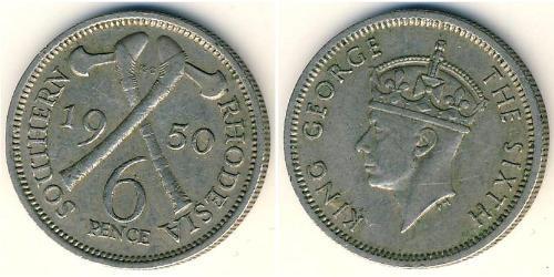 6 Penny Southern Rhodesia (1923-1980) Copper/Nickel George VI (1895-1952)