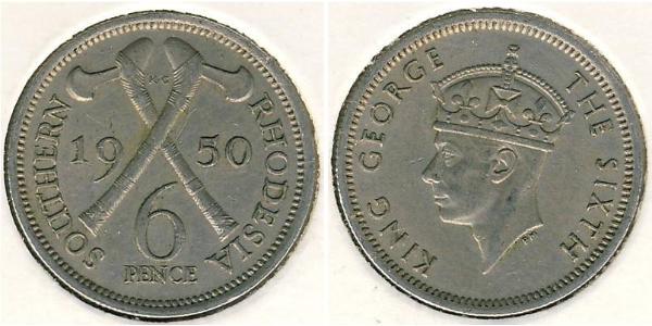 6 Penny Southern Rhodesia (1923-1980) Copper/Nickel George VI (1895-1952)