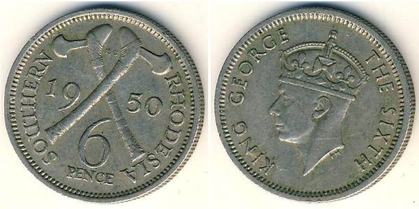 6 Penny Southern Rhodesia (1923-1980) Copper/Nickel George VI (1895-1952)