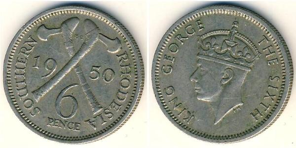 6 Penny Southern Rhodesia (1923-1980) Copper/Nickel George VI (1895-1952)