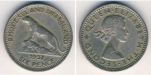 6 Penny Rhodésie (1965 - 1979) Cuivre/Nickel 