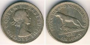 6 Penny Rhodesien (1965 - 1979) Kupfer/Nickel 