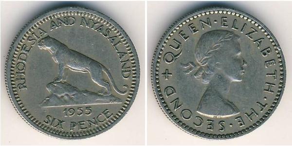 6 Penny Rhodesien (1965 - 1979) Kupfer/Nickel 