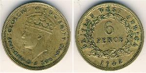 6 Penny British West Africa (1780 - 1960) Brass/Nickel George VI (1895-1952)