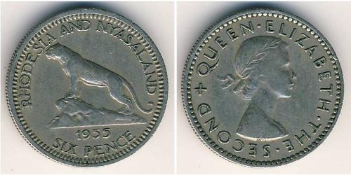 6 Penny Rodesia (1965 - 1979) Níquel/Cobre 