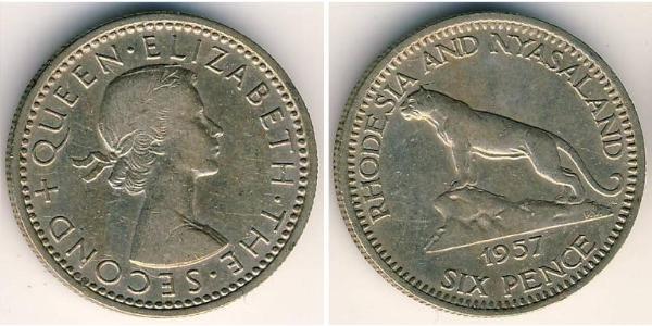 6 Penny Rodesia (1965 - 1979) Níquel/Cobre 