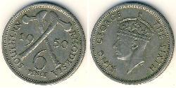 6 Penny Southern Rhodesia (1923-1980) Níquel/Cobre Jorge VI (1895-1952)
