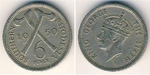 6 Penny Southern Rhodesia (1923-1980) Níquel/Cobre Jorge VI (1895-1952)