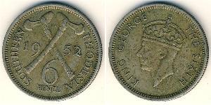 6 Penny Southern Rhodesia (1923-1980) Níquel/Cobre Jorge VI (1895-1952)