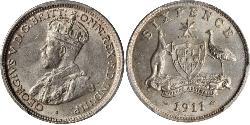 6 Penny Australia (1788 - 1939) Plata Jorge V (1865-1936)
