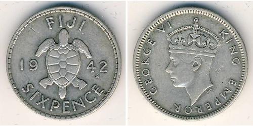 6 Penny Fiyi Plata Jorge VI (1895-1952)