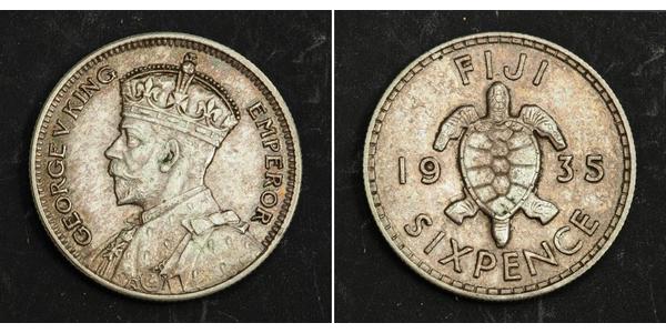 6 Penny Fiyi Plata Jorge V (1865-1936)