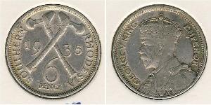 6 Penny Southern Rhodesia (1923-1980) Plata 