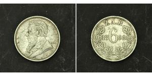 6 Penny Sudáfrica Plata 