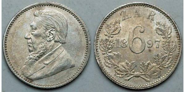 6 Penny Sudáfrica Plata 