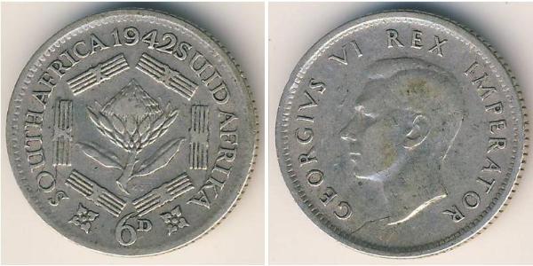 6 Penny Sudáfrica Plata Jorge VI (1895-1952)