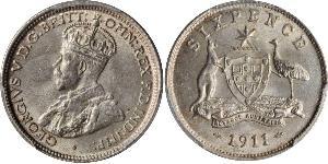 6 Penny Australien (1788 - 1939) Silber George V (1865-1936)