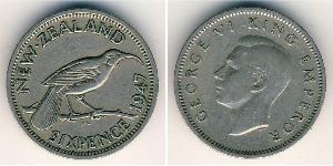 6 Penny Neuseeland Silber Georg VI (1895-1952)