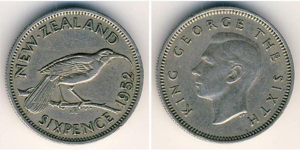 6 Penny Neuseeland Silber Georg VI (1895-1952)