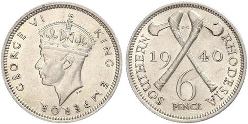 6 Penny Southern Rhodesia (1923-1980) Silber Georg VI (1895-1952)