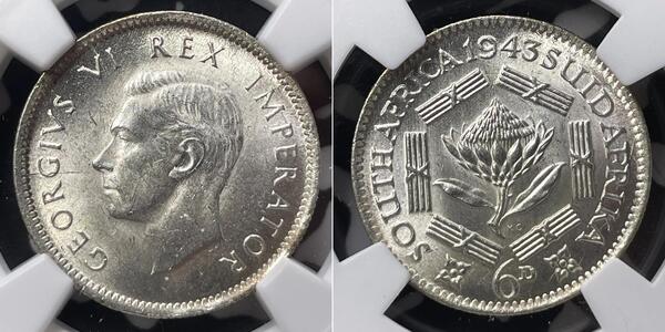 6 Penny Südafrika Silber Georg VI (1895-1952)