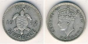 6 Penny Fiji Silver George VI (1895-1952)