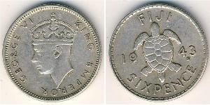 6 Penny Fiji Silver George VI (1895-1952)