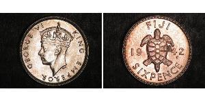 6 Penny Fiji Silver George VI (1895-1952)