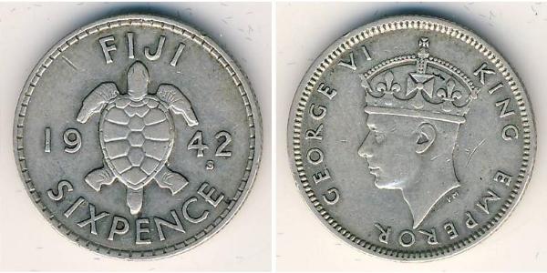 6 Penny Fiji Silver George VI (1895-1952)