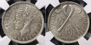6 Penny Southern Rhodesia (1923-1980) Silver George VI (1895-1952)