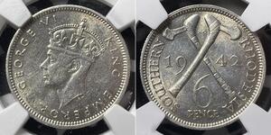 6 Penny Southern Rhodesia (1923-1980) Silver George VI (1895-1952)